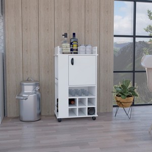 Gulches Fargo Bar Cart with Cabinet, 6 Built-in Wine Racks, and Casters ¨C Stylish Mobile Storage for Your Home Bar - 1 of 4