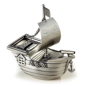 Jiallo  Pewter Finish Pirate Ship Money Bank - 1 of 2