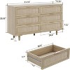 Angel Sar 51'' Rattan Dresser for Bedroom, Boho 6 Drawer Dresser with Golden Handles & Hand Woven Rattan Design, Oak - 3 of 4