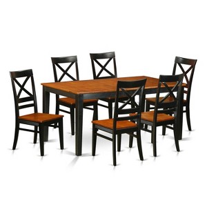 HomeStock 7-Piece Rectangle Black and Cherry Finish Solid Wood Top Dining Table with 6-Chairs - 1 of 4