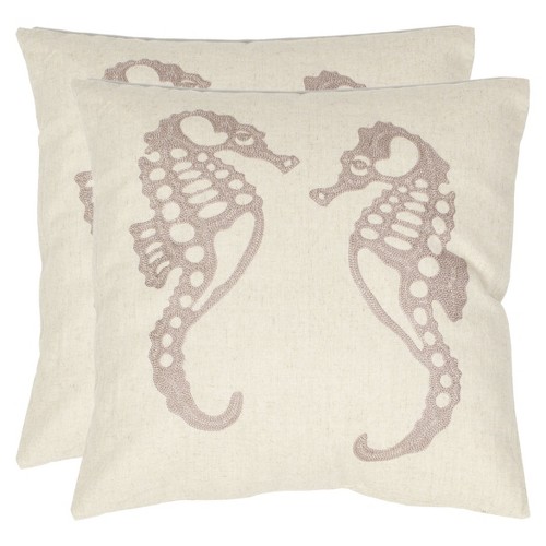 'Ivory Dahli Seahorse Throw Pillow (18''x18'') - Safavieh , White'