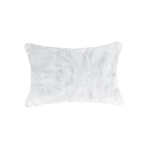 HomeRoots Set of Two 12" X 20" White Natural Fur Throw Pillows - 1 of 4