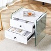 PAGED Nightstand with 2 Storage Drawers, Modern End Table with Transparent Tempered Glass, Bedside Cabinet for Bedroom, Living Room - 2 of 4