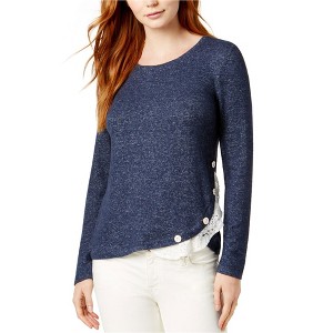 maison Jules Womens Lace Trim Knit Blouse - 1 of 1