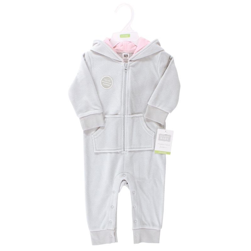 Hudson Baby Infant Girl Fleece Jumpsuits, Coveralls, and Playsuits 1pk, Pretty Elephant, 3 of 4