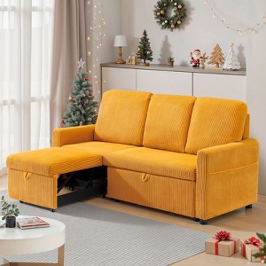 Buenhomino Modern Comfortable Corduroy Upholstered Convertible Sofabed with Pull Out Sleep Couch Bed and Hidden Storage for Compact Space Living Room - 1 of 4