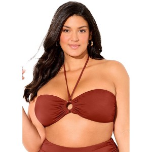 Swimsuits for All Ruched Ring Bandeau Bikini Top (Plus Sizes Available) - 1 of 4