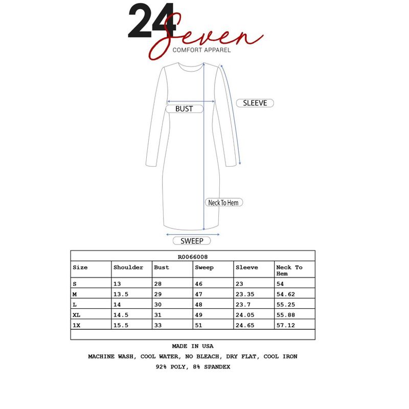 24seven Comfort Apparel Long Sleeve Side Slit Fitted Black Maxi Dress, 4 of 7