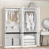 TIRAMISUBEST 74" White 4-Door Wardrobe with Mirror - Freestanding Armoire Closet with 2 Hanging Rods for Bedroom Storage (74.8"H) - 2 of 4