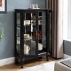 KTMBDW Cabinet with Glass Doors, Wood Display Cabinet with Mirrored Back Panel and Adjustable Shelves for Living Room (Light Bulb Included) - 3 of 4