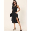 INSPIRE CHIC Women's Summer Sleeveless V Neck Casual Midi Beach Sundresses with Pockets - 3 of 4