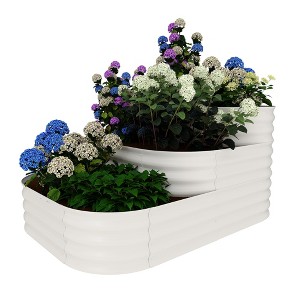 3-Tier Galvanized Steel Raised Garden Bed,Space-Saving Vertical Planting Box, Durable Outdoor Planter garden bed for Vegetables, Flower - 1 of 4