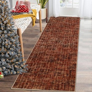 Washable Modern Abstract Area Rug with Non-Slip Backing, Soft Pearl Velvet Low-Pile Carpet, Non-Shedding Durable Indoor Rug for Living Room - 1 of 4