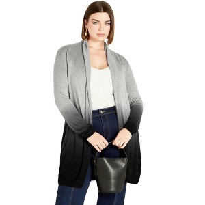 Avenue Women's Plus Size Mina Dip Dye Cardigan - 1 of 4