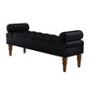 TiramisuBest Velvet Tufted Bedroom Bench, Upholstered Long Window Bench with Bolster, Entryway Bench for Living Room, Violet - 4 of 4