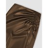 Coolmee Women's Faux Leather Midi Skirt High Waisted Drawstring Ruched Fashion Side Slit Work Pencil Skirts for Women - 3 of 4