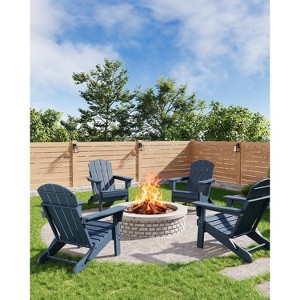 Folding Adirondack Chair - HDPE Outdoor All-Weather Fire Pit Chairs, Ergonomic Extended Backrest for Patio, Garden Pool, Backyard - 1 of 4