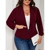 Coolmee Women Plus Size Open Front Draped Blazers Ruched 3/4 Sleeve Casual Work Cardigan Jackets with Pocket - 4 of 4