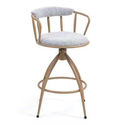 DSVIMOY Counter and Bar Stool Set of 2 Modern Swivel Stools with Fabric Seat for Kitchen and Dining, Beige, 26.77"*20.87"*12.6"