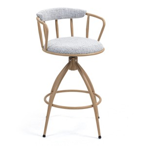 DSVIMOY Counter and Bar Stool Set of 2 Modern Swivel Stools with Fabric Seat for Kitchen and Dining, Beige, 26.77"*20.87"*12.6" - 1 of 4