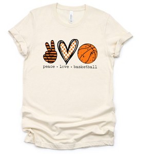 Simply Sage Market Women's Peace Love Basketball Short Sleeve Graphic Tee - 1 of 4