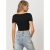 Allegra K Women's Club Party Rib-knit Chain Front Short Sleeve Crop Top - 3 of 4
