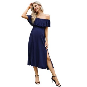 Women's Off Shoulder Split Casual Maxi Dress Photography Dress - 1 of 1