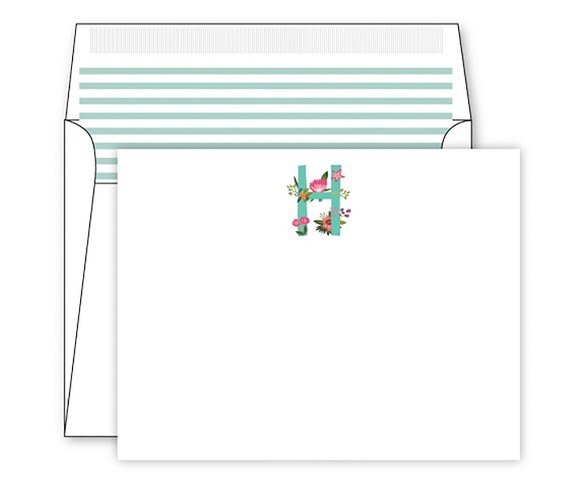Die -Cut Social Set Vintage Floral Monogram - H