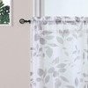 Leaf Printed Pattern Linen Textured Sheer Kitchen Curtains - 2 of 4