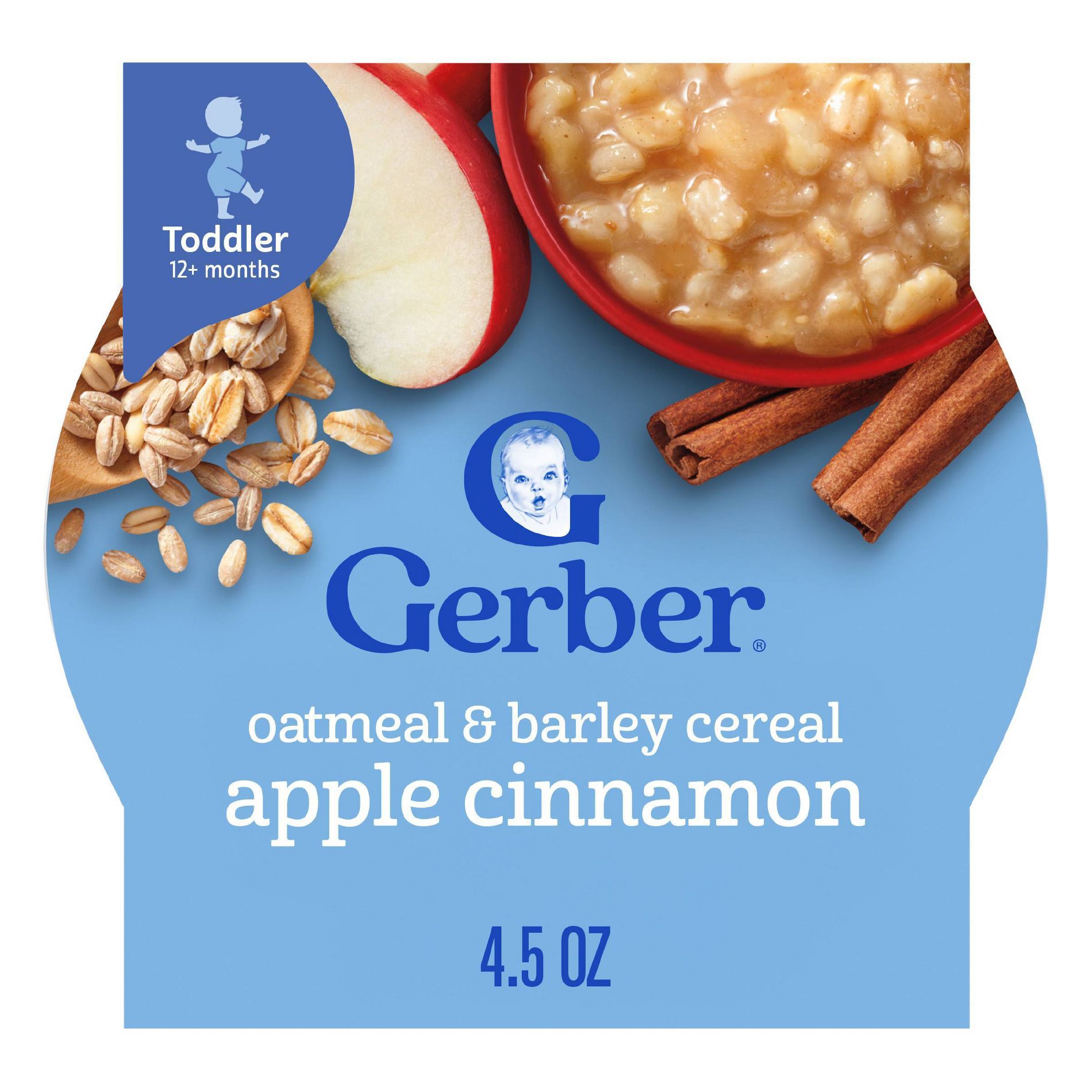Gerber Baby Food Oatmeal & Barley Apple Cinnamon Baby Cereal - 4.5oz