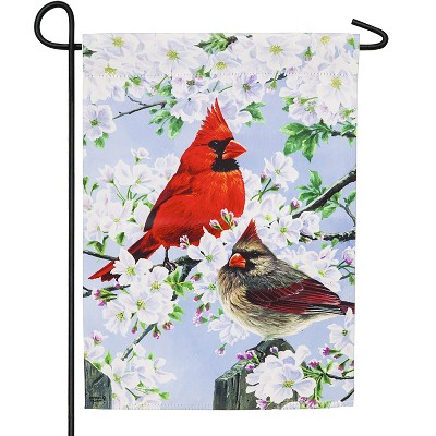 Evergreen Glorious Morning Cardinals Garden Suede Flag