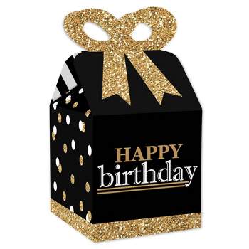 Big Dot of Happiness Adult Happy Birthday - Gold - Square Favor Gift Boxes - Birthday Party Bow Boxes - Set of 12