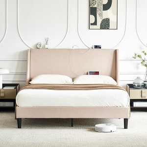 VECELO Upholstered Bed, Metal Frame Platform Bed - 1 of 4