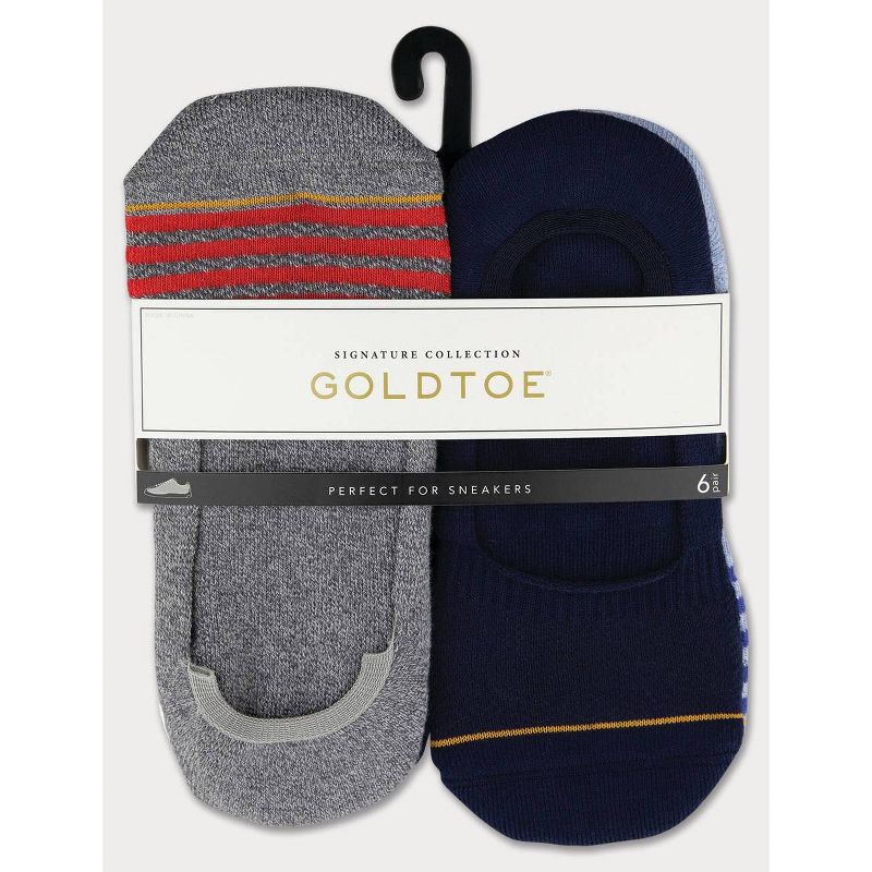 Signature Gold by GOLDTOE Men&#39;s Modern Essential Invisible Socks 6pk - White/Blue, 2 of 6