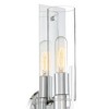 Possini Euro Design Pax Modern Wall Light Sconces Set of 2 Chrome Metal Hardwire 6" Fixture Clear Glass Shade for Bedroom Bathroom Vanity Living Room - 3 of 4