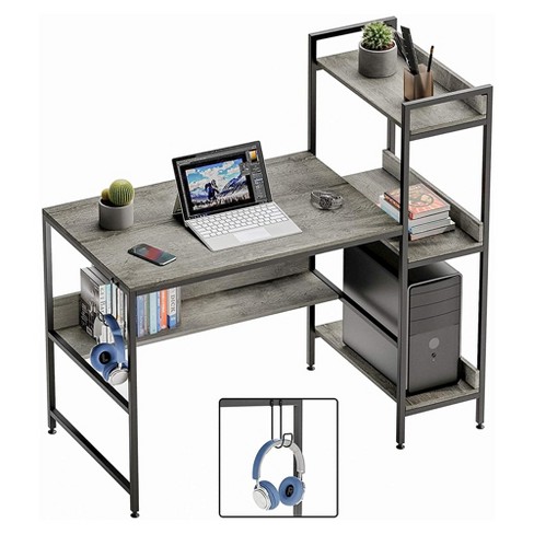 Bestier Computer Office Desk With Steel Frame, Reversible Book