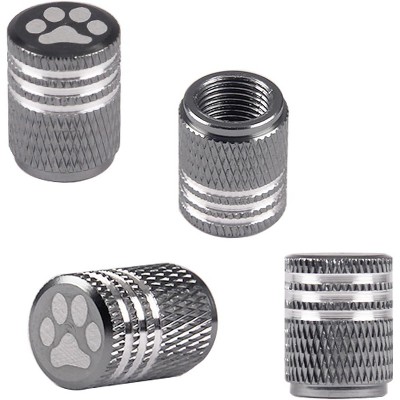 TruAIR Auto Metal Tire Valve Stem Caps, 4pcs Universal Dog Paw for Vehicles