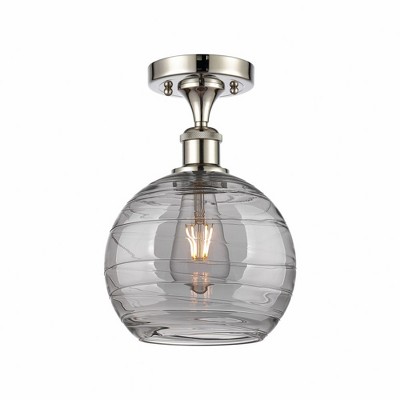 Athens Deco Swirl - 1 Light Semi-Flush Mount In Industrial Style-13 Inches Tall and 8 Inches Wide