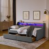 T Size Upholstery Sofa Bed with Three LED lights, with Storage Adjustable Headboard, with Two Storage Polyesterll Up drawers and Wireless Charging - 4 of 4