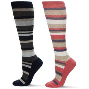 MeMoi Women's 2 Pair Pack Cotton Blend 15-20 mmHg Graduated Compression Socks - 1 of 3