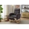 Okak Modern Rocking Accent Chair Armchair with Side Pocket and Upholstered Comfy High Backrest Glider Chair for Bedroom Lounge Nursery, Gray - 3 of 4