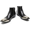 Santimon Men's Western Chelsea Boots Genuine Leather Dress Ankle Boots Black - 4 of 4