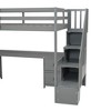 PAGED Full Size Loft Bed with Desk Simple Modern Wooden Bed Frame with Storage Drawers, LED and Inclined Ladder for Bedroom - 4 of 4