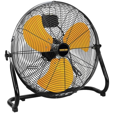 Master High Velocity Portable Industrial Heavy Duty Metal Construction Powerful Airflow Floor Fan Adjustable Tilt Head, 20 Inch, Black/Yellow