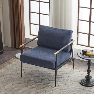 GustoWave Modern Accent Leisure Armchair with Extra Soft Padded Cushion, Retro Arm Chairs Seats Living Room Furniture, Blue