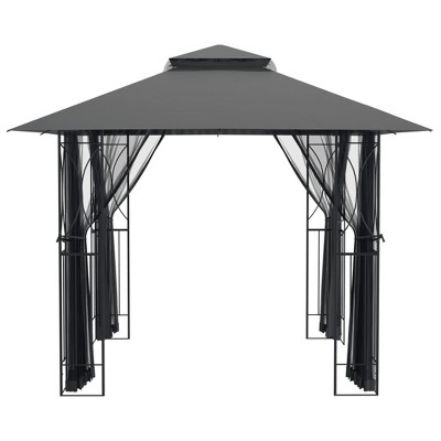 Anthracite Steel Outdoor Gazebo with Mesh Sidewalls