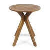 CAVINAS Rustic Acacia Wood Outdoor Patio Side Table, Outdoor End Tables with Slat-Panel Tabletop and Cross-Base, Round Bistro Table for Patio - 2 of 4