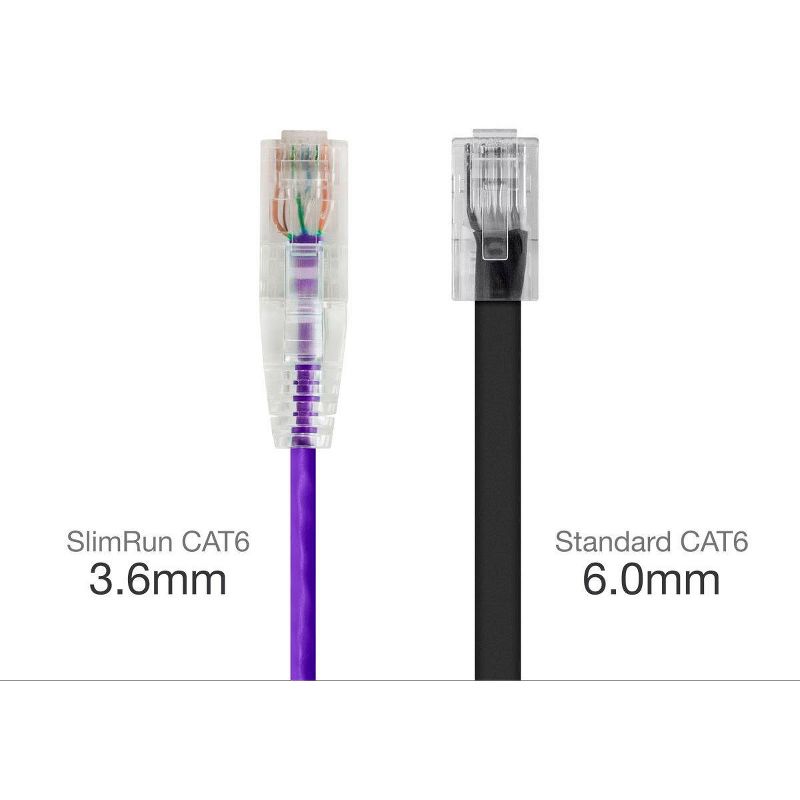Monoprice Cat6 Ethernet Patch Cable - 7 Feet - Purple | Snagless RJ45 Stranded 550MHz UTP CMR Riser Rated Pure Bare Copper Wire 28AWG - SlimRun Series, 2 of 5