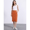 Allegra K Women's High Waisted Elastic Back Corduroy Midi Cargo Skirts with Pockets - 4 of 4