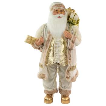 Northlight 36" Winter White and Ivory Santa Claus with Gift Bag Christmas Figure